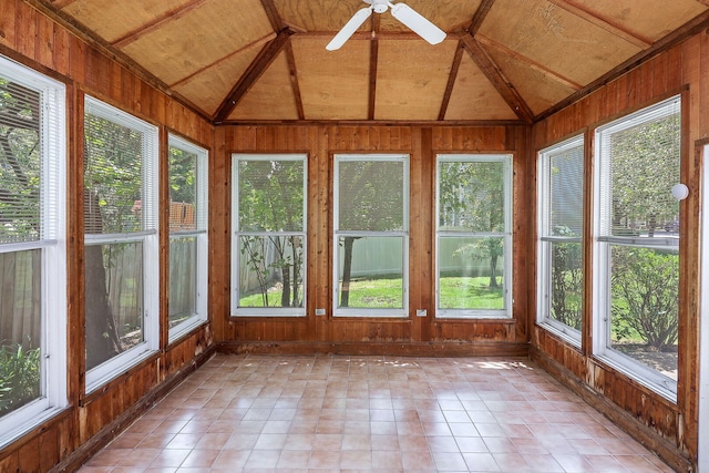 1718 Beloit Dr, Naperville, IL 60565 - unfurnished sunroom featuring vaulted ceiling, wooden walls, and wood ceiling