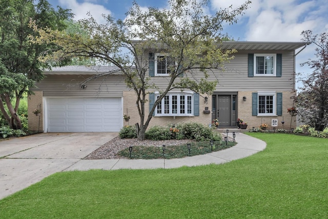 93 Faringdon Dr, Crystal Lake, IL 60014 - colonial-style house featuring brick siding, a front lawn, and concrete driveway