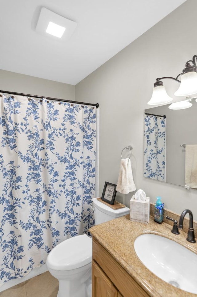 93 Faringdon Dr, Crystal Lake, IL 60014 - full bathroom with vanity, a shower with curtain, and tile patterned flooring
