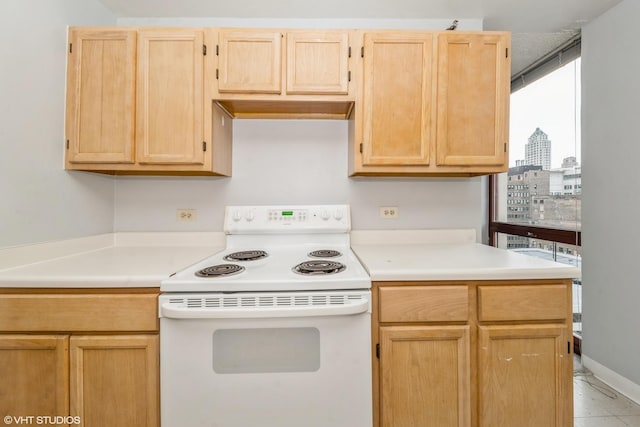 200 N Dearborn St Unit 1803, Chicago, IL 60601 - kitchen with white electric range, light brown cabinets, and light countertops