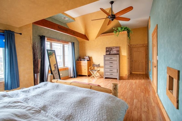 7842 S Blazer Ave, Justice, IL 60458 - bedroom featuring wood finished floors, lofted ceiling, and ceiling fan