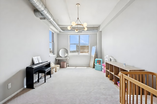 950 W Monroe St Unit 808, Chicago, IL 60607 - recreation room featuring a chandelier and carpet flooring
