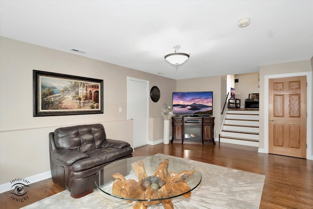 16529 Edgewood Dr, Plainfield, IL 60544 - living room featuring stairs and wood finished floors