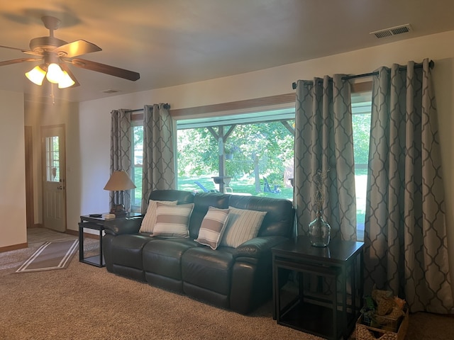 980 Hillcrest Blvd, Hoffman Estates, IL 60169 - carpeted living room with a ceiling fan and baseboards