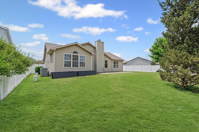 402 Wesley Ave, Savoy, IL 61874 - rear view of house featuring a fenced backyard and a chimney