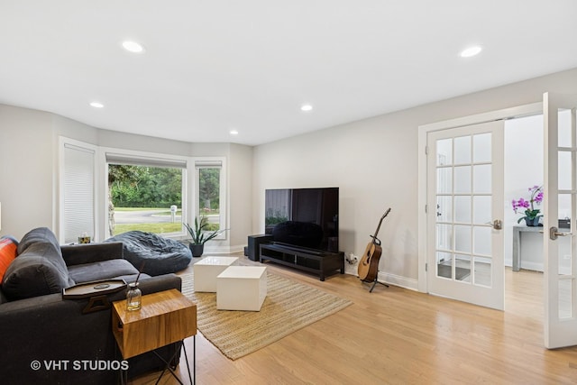 3118 River Falls Dr, Northbrook, IL 60062 - living room featuring light wood-style floors, recessed lighting, and french doors