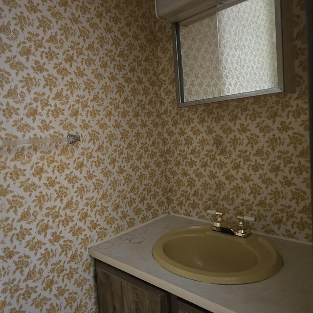 16306 W Canada Rd, Polo, IL 61064 - bathroom featuring wallpapered walls and vanity