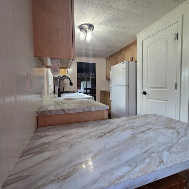 16306 W Canada Rd, Polo, IL 61064 - kitchen with freestanding refrigerator and light countertops