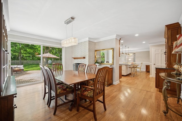 200 W Center Ave, Lake Bluff, IL 60044 - dining area featuring ornamental molding, light wood-style flooring, and recessed lighting