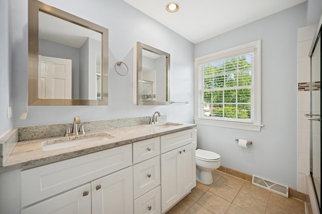 200 W Center Ave, Lake Bluff, IL 60044 - full bathroom featuring double vanity, a shower, and tile patterned floors