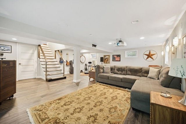 200 W Center Ave, Lake Bluff, IL 60044 - living area with wood finished floors, stairs, and recessed lighting