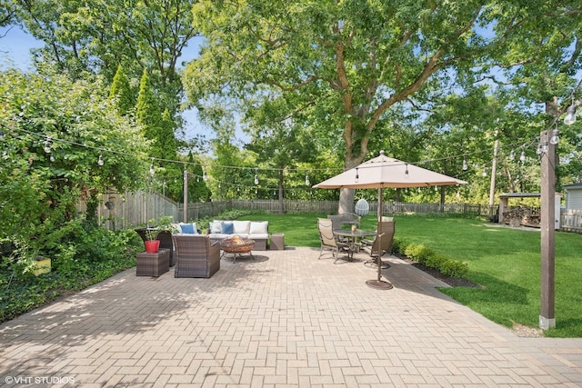 200 W Center Ave, Lake Bluff, IL 60044 - fenced backyard with an outdoor living space and a patio area