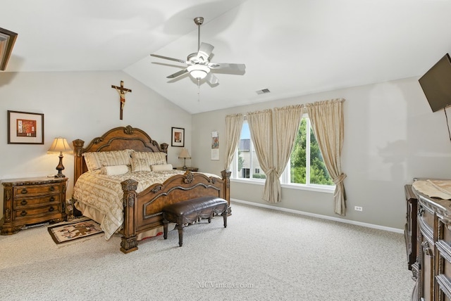 2943 Heather Ln, Montgomery, IL 60538 - carpeted bedroom featuring vaulted ceiling and a ceiling fan