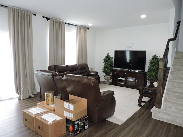 516 Wolverine Dr, Aurora, IL 60502 - living area with stairway, wood finished floors, and recessed lighting