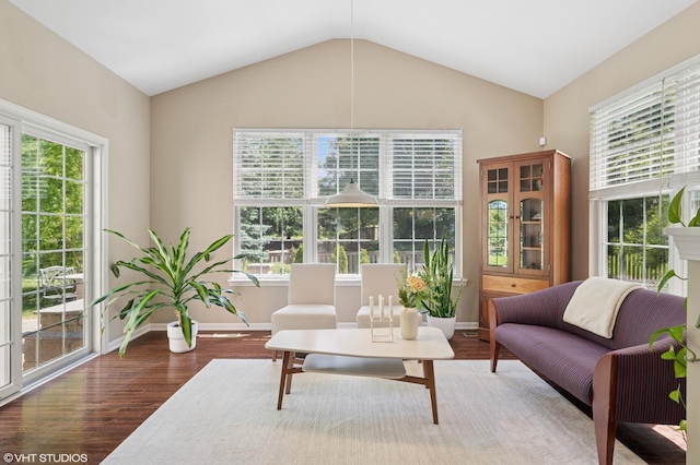 2865 Trail Crest Ln, Lindenhurst, IL 60046 - living area featuring wood finished floors and vaulted ceiling