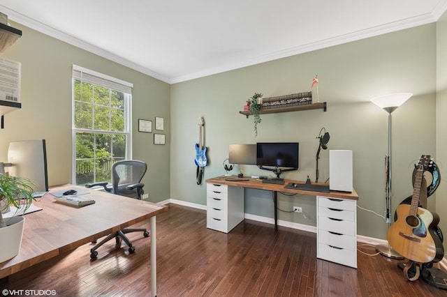 2865 Trail Crest Ln, Lindenhurst, IL 60046 - office space with ornamental molding and dark wood-style floors