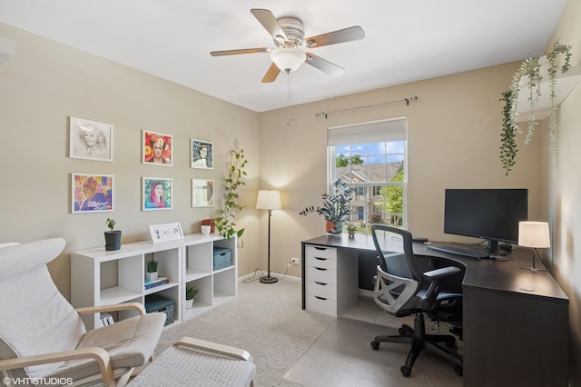 2865 Trail Crest Ln, Lindenhurst, IL 60046 - carpeted office space featuring ceiling fan and baseboards