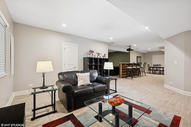 2865 Trail Crest Ln, Lindenhurst, IL 60046 - living room featuring light wood-style flooring, recessed lighting, and bar