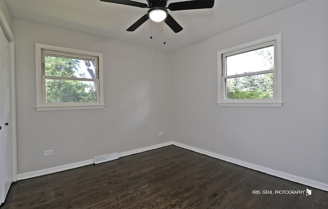 5505 Oak Park Rd, Cary, IL 60013 - unfurnished room featuring plenty of natural light, dark wood-type flooring, and ceiling fan