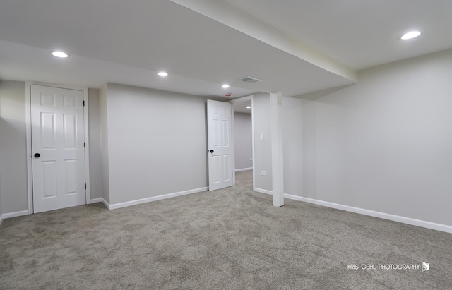 5505 Oak Park Rd, Cary, IL 60013 - finished below grade area with recessed lighting and carpet flooring