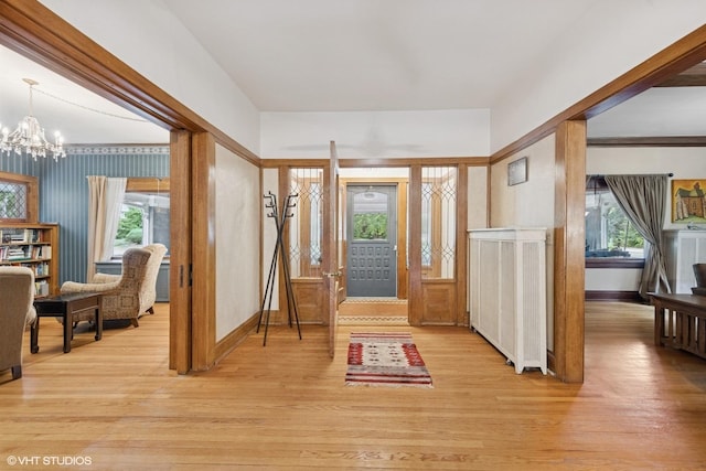 710 W Downer Pl, Aurora, IL 60506 - entryway featuring a chandelier and light wood-type flooring