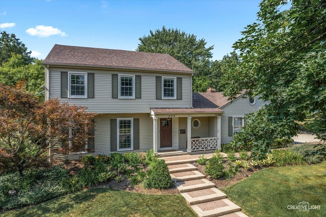 438 Hill Ave, Glen Ellyn, IL 60137 - view of front of home featuring covered porch, a front yard, and roof with shingles