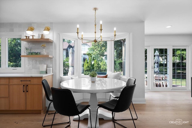 438 Hill Ave, Glen Ellyn, IL 60137 - dining space featuring a chandelier, light wood-type flooring, and recessed lighting