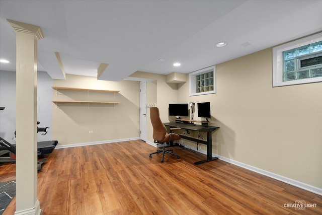438 Hill Ave, Glen Ellyn, IL 60137 - office area with wood finished floors and recessed lighting