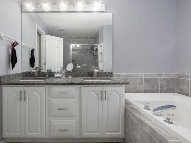 1213 Prairie Ave, Barrington, IL 60010 - bathroom featuring double vanity, a bath, and a stall shower