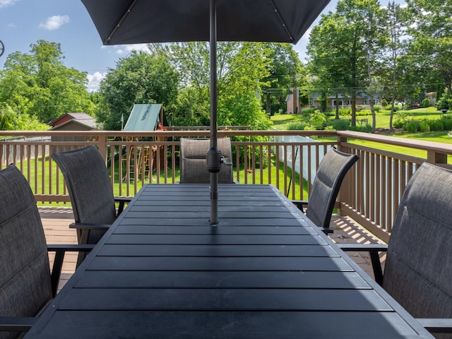 1213 Prairie Ave, Barrington, IL 60010 - deck with outdoor dining area and view of wooded area