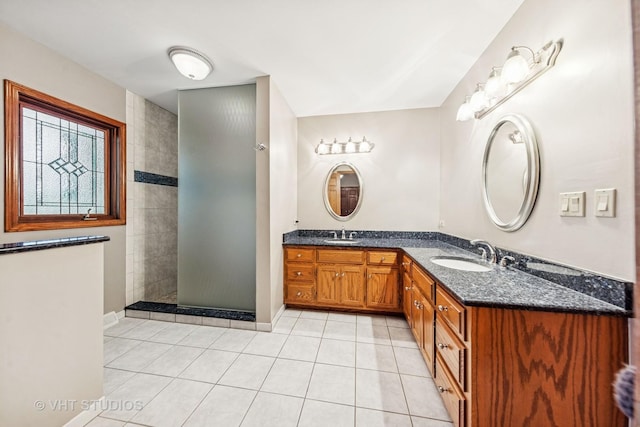 3104 Royal Fox Dr, Saint Charles, IL 60174 - full bathroom with double vanity, tile patterned flooring, and walk in shower