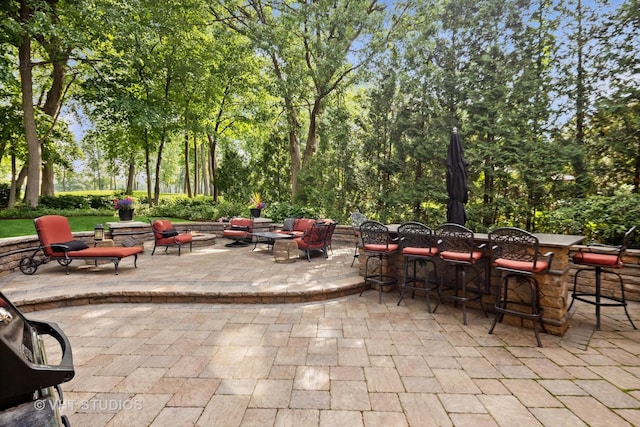 3104 Royal Fox Dr, Saint Charles, IL 60174 - view of patio featuring an outdoor living space with a fire pit and view of scattered trees