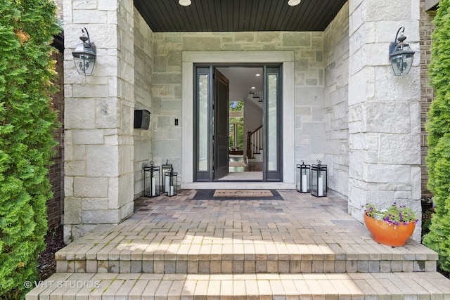 1200 Green Bay Rd, Glencoe, IL 60022 - doorway to property with stone siding