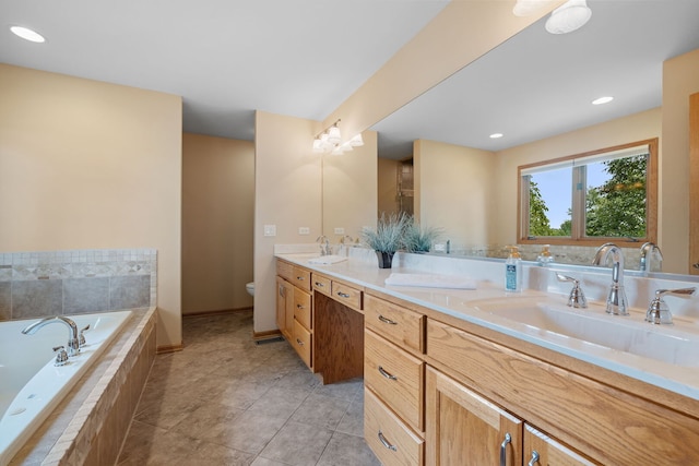 2717 Meadow Path, New Lenox, IL 60451 - bathroom with double vanity, a garden tub, and tile patterned flooring