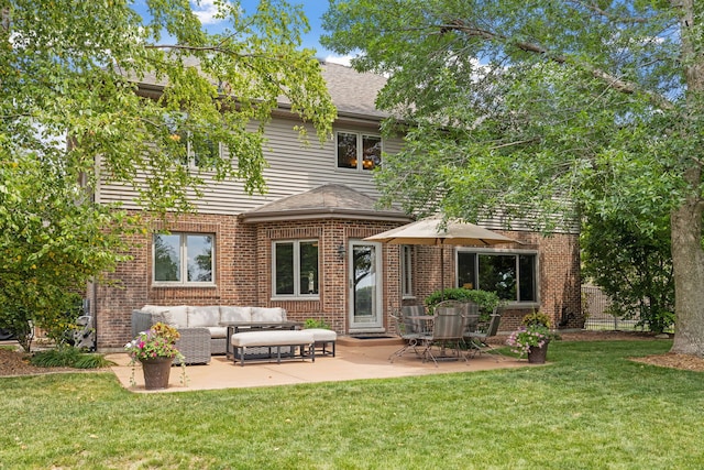 2717 Meadow Path, New Lenox, IL 60451 - rear view of house with brick siding and a lawn