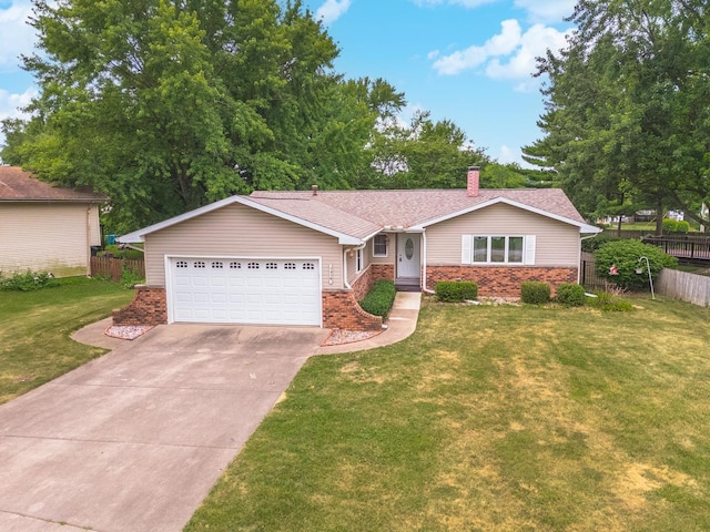 1316 Kirkwood Dr, Pontiac, IL 61764 - single story home featuring brick siding, an attached garage, concrete driveway, a chimney, and roof with shingles