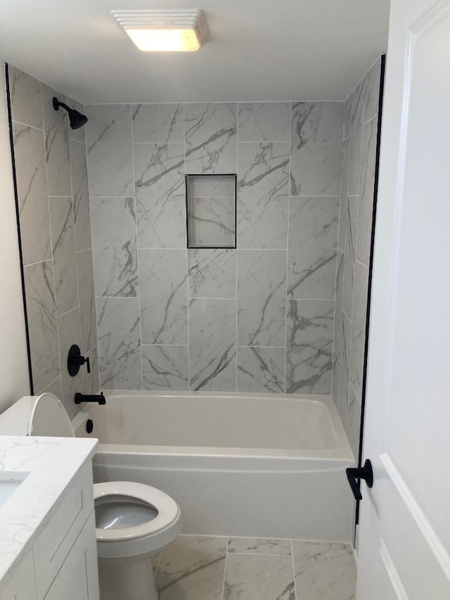 939 Saddle Ridge Dr, Joliet, IL 60432 - full bath with marble look tile flooring, shower / washtub combination, and vanity