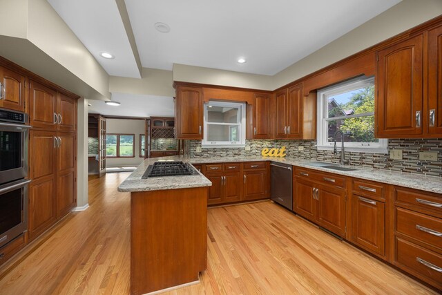 4416 Seeley Ave, Downers Grove, IL 60515 - kitchen featuring stainless steel appliances, light wood-style flooring, healthy amount of natural light, and recessed lighting