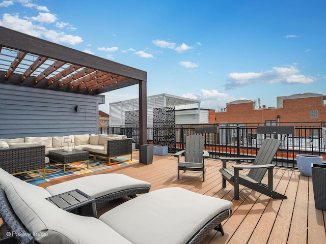 4836 N Damen Ave Unit 3, Chicago, IL 60625 - wooden terrace with an outdoor hangout area and a pergola