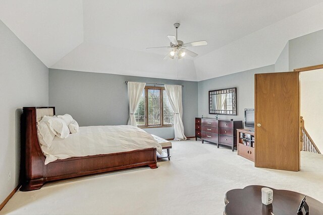 7830 W 157th St, Orland Park, IL 60462 - bedroom featuring carpet floors, lofted ceiling, and a ceiling fan