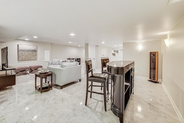 7830 W 157th St, Orland Park, IL 60462 - living room featuring recessed lighting and light marble finish flooring