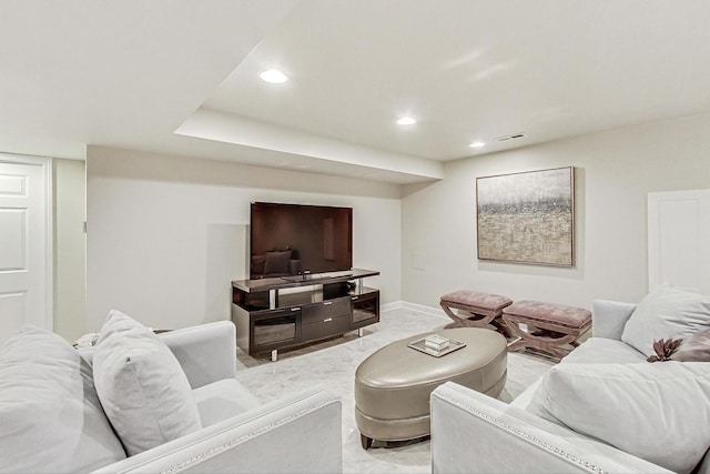 7830 W 157th St, Orland Park, IL 60462 - living room featuring light marble finish floors and recessed lighting