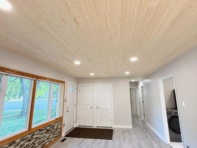 2017 E Sauk Trl, Sauk Village, IL 60411 - entryway with washer / dryer, wooden ceiling, wood finished floors, and recessed lighting