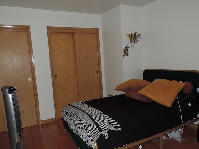 5063 N Menard Ave, Chicago, IL 60630 - bedroom featuring wood finished floors, a closet, and heating unit