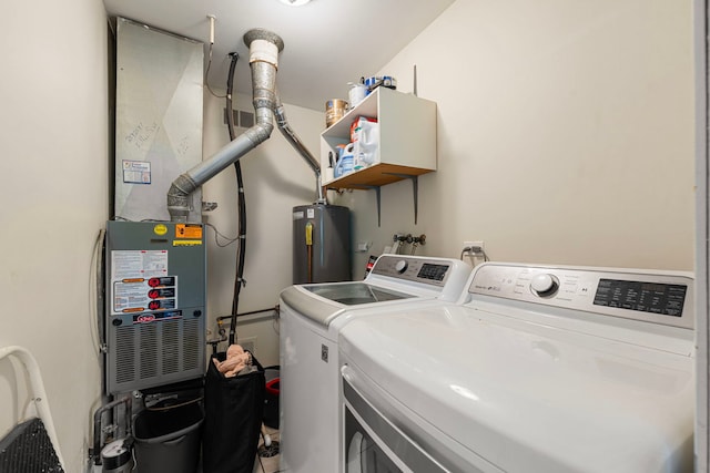 116 Cloverleaf Rd, Matteson, IL 60443 - laundry room with water heater, washing machine and dryer, and heating unit