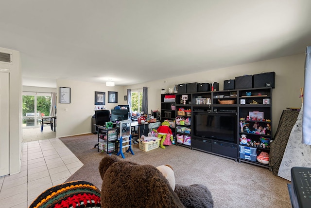 116 Cloverleaf Rd, Matteson, IL 60443 - carpeted living area featuring tile patterned floors and healthy amount of natural light
