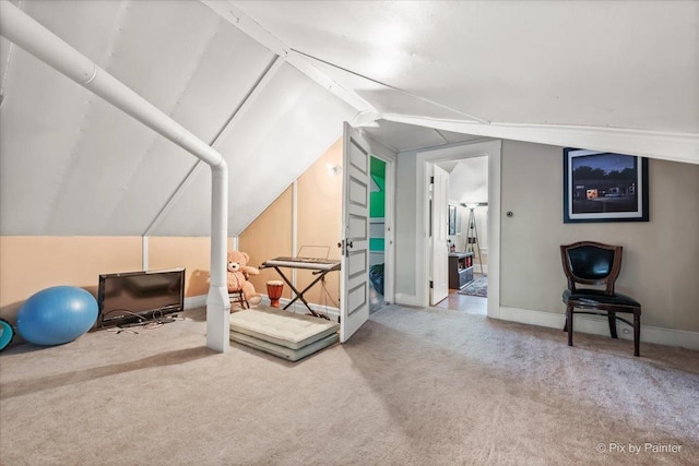 558 W Downer Pl, Aurora, IL 60506 - additional living space featuring carpet flooring and vaulted ceiling