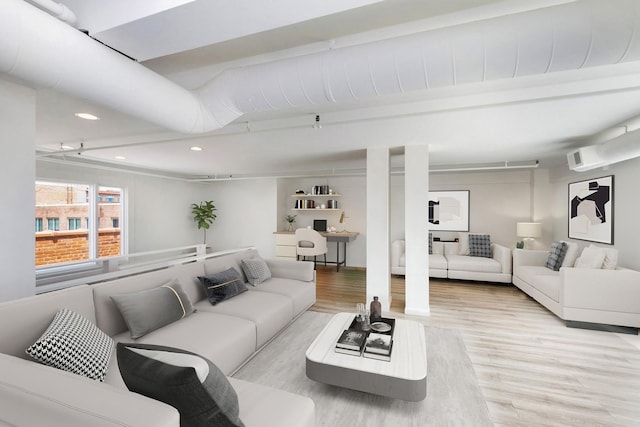 331 S Peoria St Unit Ph6, Chicago, IL 60607 - living room featuring wood finished floors, recessed lighting, and beamed ceiling