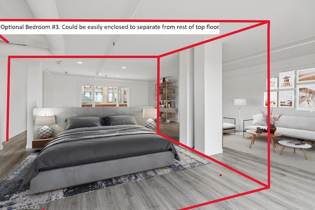 331 S Peoria St Unit Ph6, Chicago, IL 60607 - bedroom featuring wood finished floors and recessed lighting
