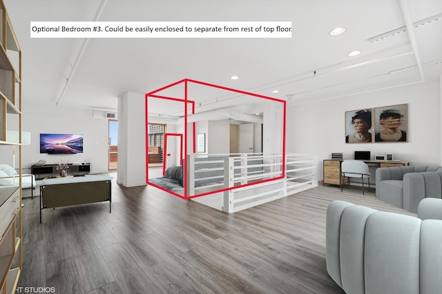331 S Peoria St Unit Ph6, Chicago, IL 60607 - living room featuring wood finished floors and recessed lighting